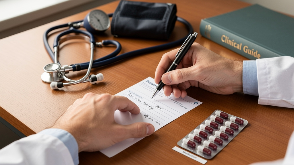 ACE-Hemmer Kapseln und Tabletten mit einem Rezept auf einem Schreibtisch